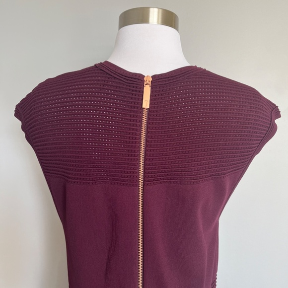 Ted Baker Maroon Aubrey Skater A-line Eyelet Knit Cocktail Burgundy Dress Large - Picture 9 of 13